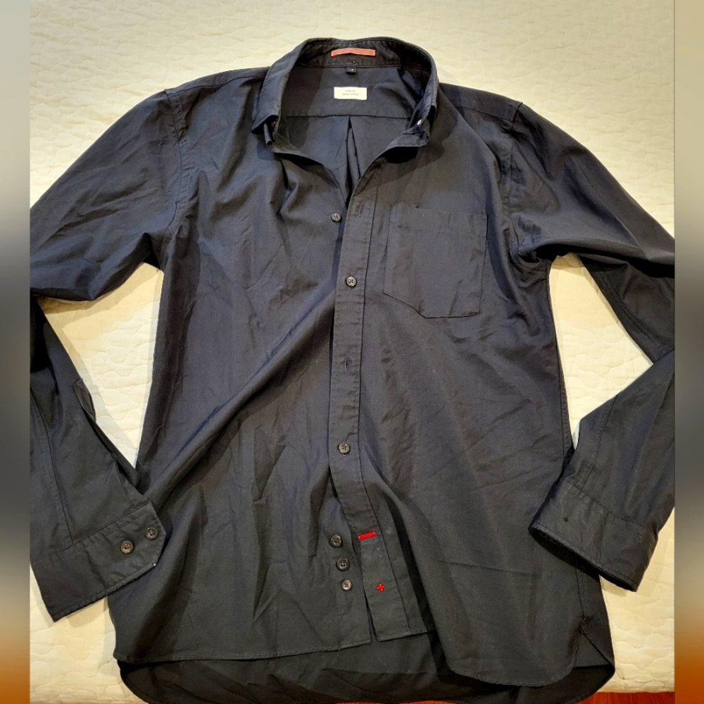 Apolis Men's Black Merino Wool Button Under Shirt